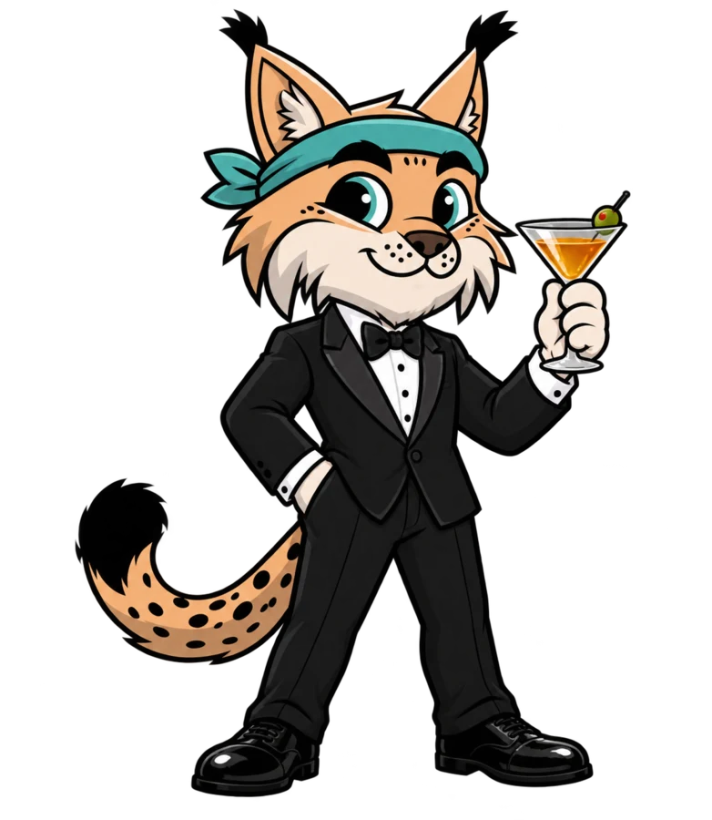 Rafy en smoking, un martini à la main